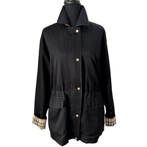 BURBERRY Vintage 90s Black Nova Check Car Coat Jacket Sz L/XL